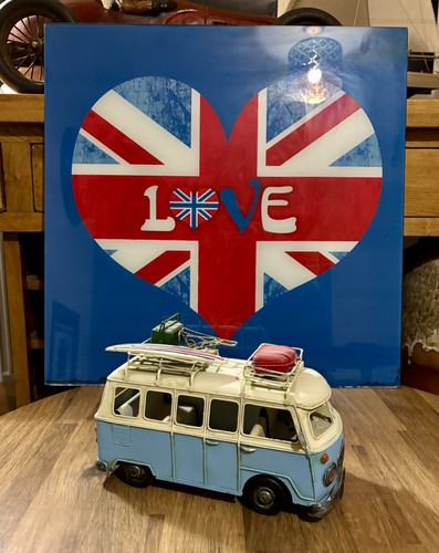 Large vintage blue and - blue, white