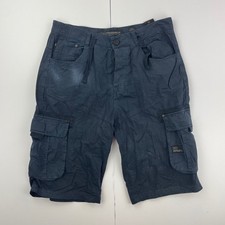 CROSSHATCH Chaseforth Shorts 34 Navy Men's Cotton Cargo Pockets Utility