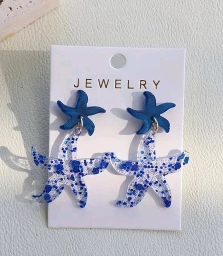Blue dangle starfish - dangle, acrylic