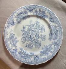Antique 19th c Staffordshire Blue Asiatic Pheasant Pattern Scalloped 25cm Plate 