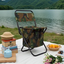 Fishing Stool with Storage Seat Tackle Bag Camping Hiking Rucksack Chair