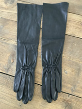 Nina Ricci Ladies Long Black Kid Leather Gloves Size 7.5