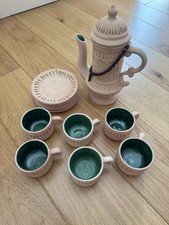 Terracotta Coffee/Tea Set handcrafted, includes a Tea/Coffee Pot, Cups & Saucers