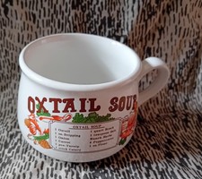 Retro Ceramic Oxtail Soup Mug, Green, Orange, Brown, Recipe Mug