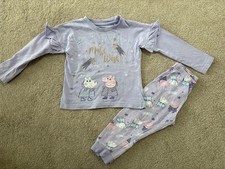 Girls Peppa Pig Pj Set 2-3 Years Frills Cute Long Sleeve