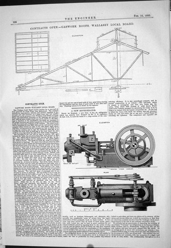 Old print 1883 - gaswork, roofs