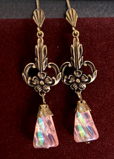 Art Nouveau Earrings Brass