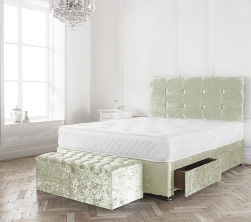 Cream crushed velvet divan - crushed,