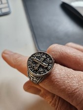 Mens ST.BENEDICT Stainless Steel Ring