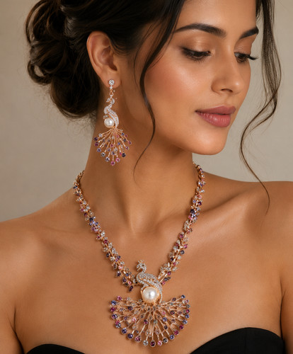 Peacock jewellery set pendant - jewellery, set,pendant