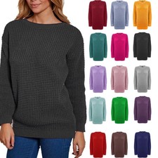 Ladies Women Knitted Sweater Top Long Sleeve Over sized Chunky Knit Baggy Jumper