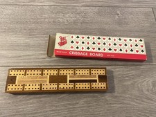 Cribbage Board Vintage Inlaid Wood made in Hong Kong WITH PEGS