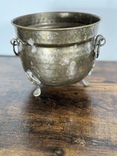 Hammered Brass Plant Pot With