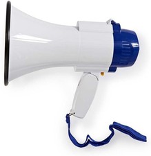NEDIS 10W Megaphone, 250m Range with Built-in Microphone, Siren, Adjustable Volu