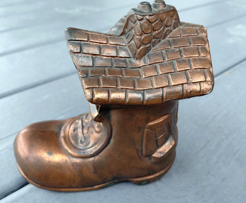 Vintage bronze old lady shoe - old,