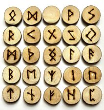 Handmade Elder & Futhark Viking Norse Wooden Rune Set Divination Pagan Magic