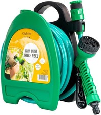 GLOBRITE MINI HOSE PIPE REEL 10M GARDEN HOSE WATER SPRAY GUN *UNUSED OPEN BOX*