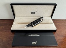 Montblanc Meisterstuck 145 Black & Gold Fountain Pen. 14K M Nib. Box & Papers.
