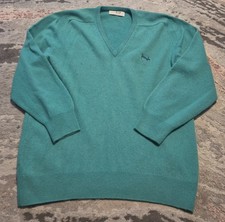 Vintage Pringle Sports V-Neck Jumper Men's Wool Knit Golf Green Size 44"
