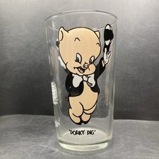 Vintage 1979 Warner Bros Porky Pig Clear Glass Tumbler Pepsi Collector Series
