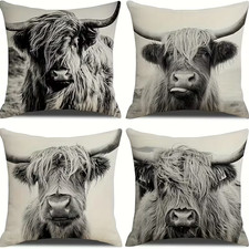 4 Lovely Highland Cow Black &