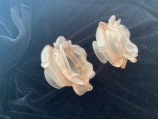 PAIR ANTIQUE PALE PINK ROSE PETAL GLASS SHADES LAMP CHANDELIER