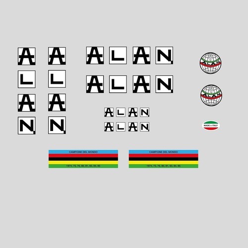 Alan bicycle frame decals - alan,