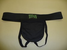 Mens Black cotton lycra rugby jock strap medium 