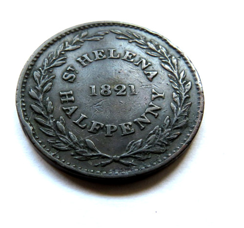 1821 helena half penny - 1821, st.