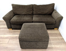 SOFA 3 Seater Next Brown Fine Cord Fabric Removable Cushions Beech Wood Legs