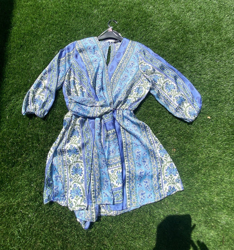 Zara blue floral wrap dress - blue,