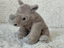 Rhino Baby Wild Republic Plush Soft Toy Stuffed Animal Zoo 22cm long grey
