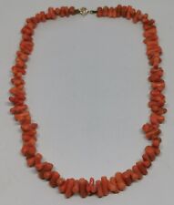 Vintage 1940s Original Genuine Orange Coral Bead 40cm Necklace 32 Grammes