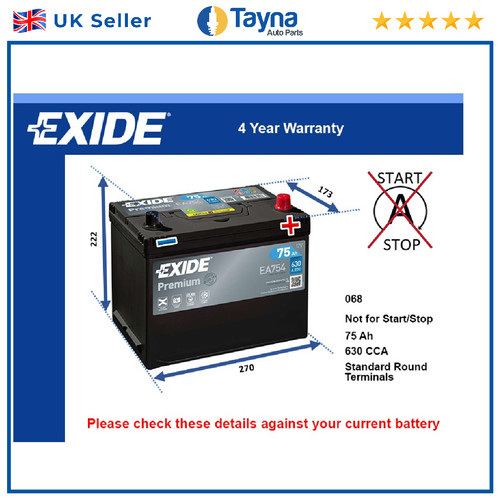 Battery fits jaguar type xj6 - battery, e