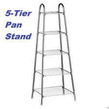 5 Tier Chrome Kitchen Pan Stand Pot Saucepan Storage Organise Unit Rack Holder
