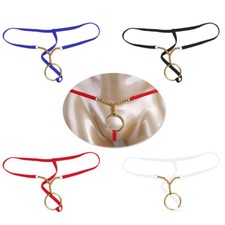 Sexy Men's Lingerie Open Pouch C-Strap G String Thongs Metal O Ring Clubwear UK