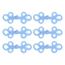 6 Pairs Chinese Knots Frog Buttons Closure Sky Blue Sewing Buttons Fasteners
