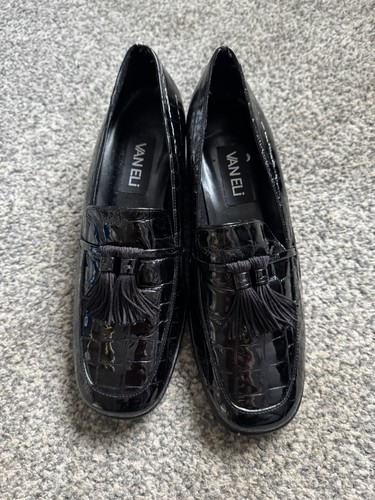 Vaneli black croc patent heel - black,