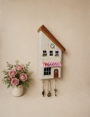 Rustic wooden bakery house key - wooden,