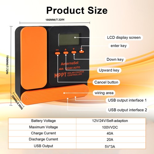 Solar charge controller 40a - solar,