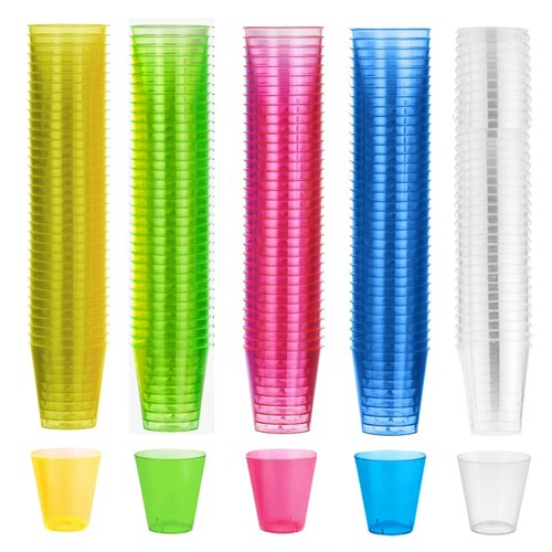 Plastic shot glasses neon - plastic,