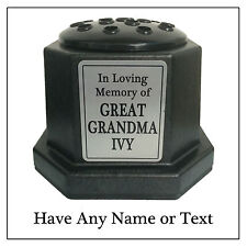 Personalised Silver Plaque Vase, Black Personalised Custom Grave Flower Pot Crem