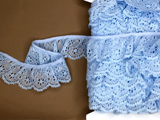 Pretty Pale Blue Gathered Nottingham Lace Trim 1.752/4.5cm CHOOSE LENGTH