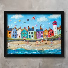 Colourful beach art print - colourful,