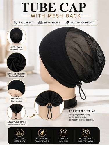 Bamboo tube hijab cap - bamboo, –