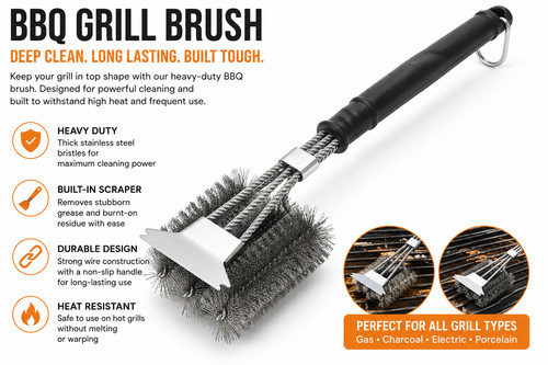 Bbq cleaning brush heavy duty - bbq,