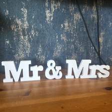 Mr & Mrs White Tabletop Sign – Wedding Decoration or Home Decor Gift