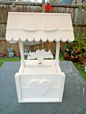 Wooden Wedding wishing well post box with beautiful doves and hearts plus rings