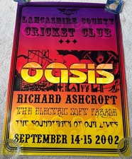 OASIS LANCASHIRE COUNTY CRICKET CLUB CONCERT ORIGINAL GIG POSTER SEPT 14-15 2002