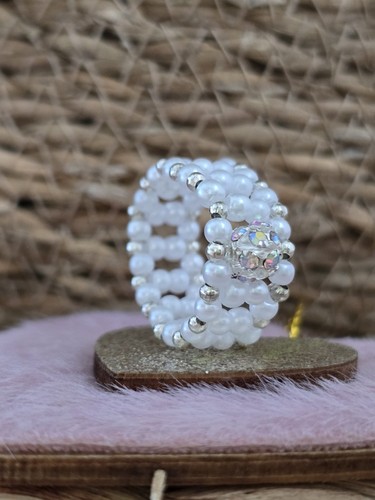 Beaded stretch elastic white - stretch,